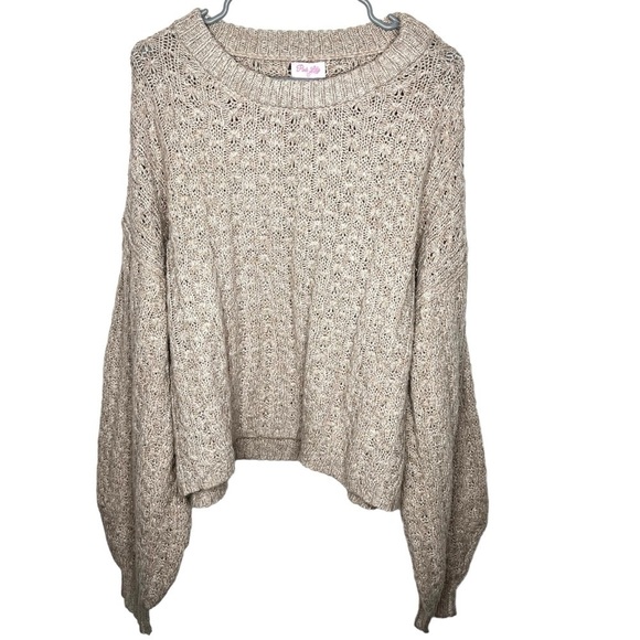 Pink Lily Boutique Cream Beige Chunky Oversized Knitted Sweater Size Extra Large - Picture 13 of 13